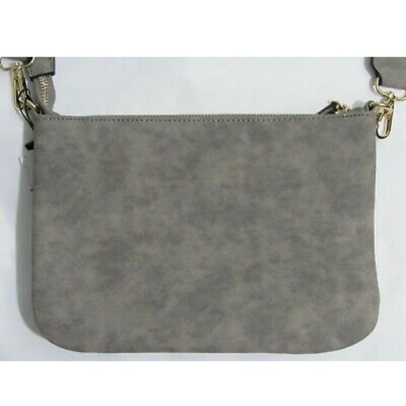 VR NYC Zip Closure Webbing Strap Whipstitch Crossbody Bag - Picture 3 of 5